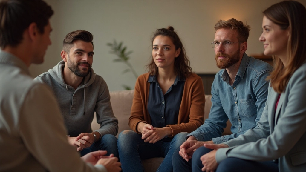Groep mensen in een ondersteuningssfeer, samen sterker, gemeenschappelijke groei en verbinding