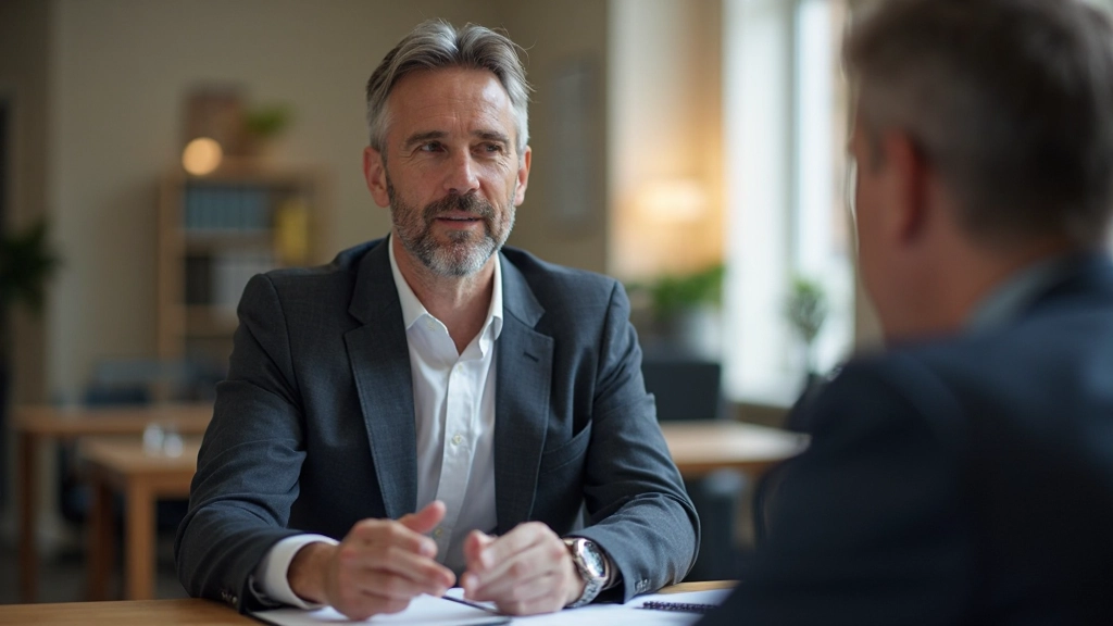 Persoon in gesprek met coach of mentor, notities in notitieboekje